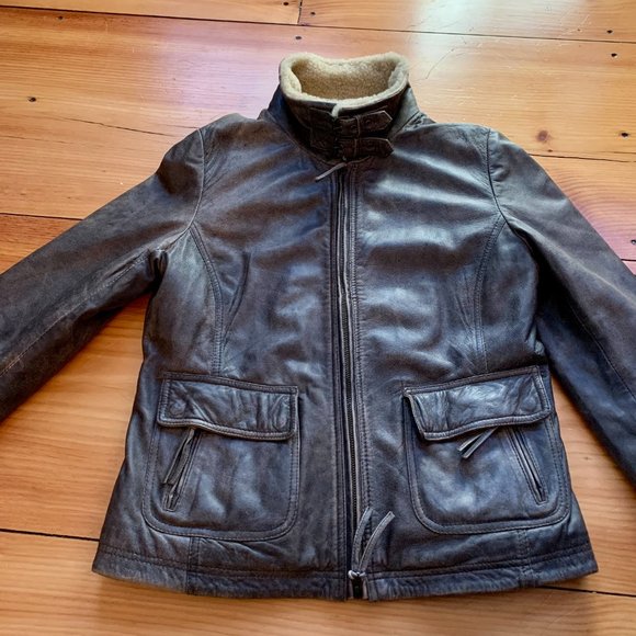 Women's brown leather jacket by Scully, size L - Picture 8 of 11